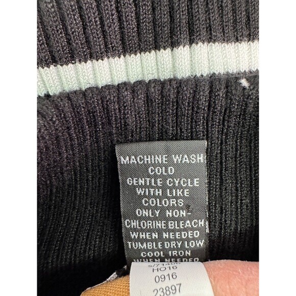 INC International Concepts Women’s XL Black White Stripe Ribbed Sweater Keyhole - Picture 8 of 8